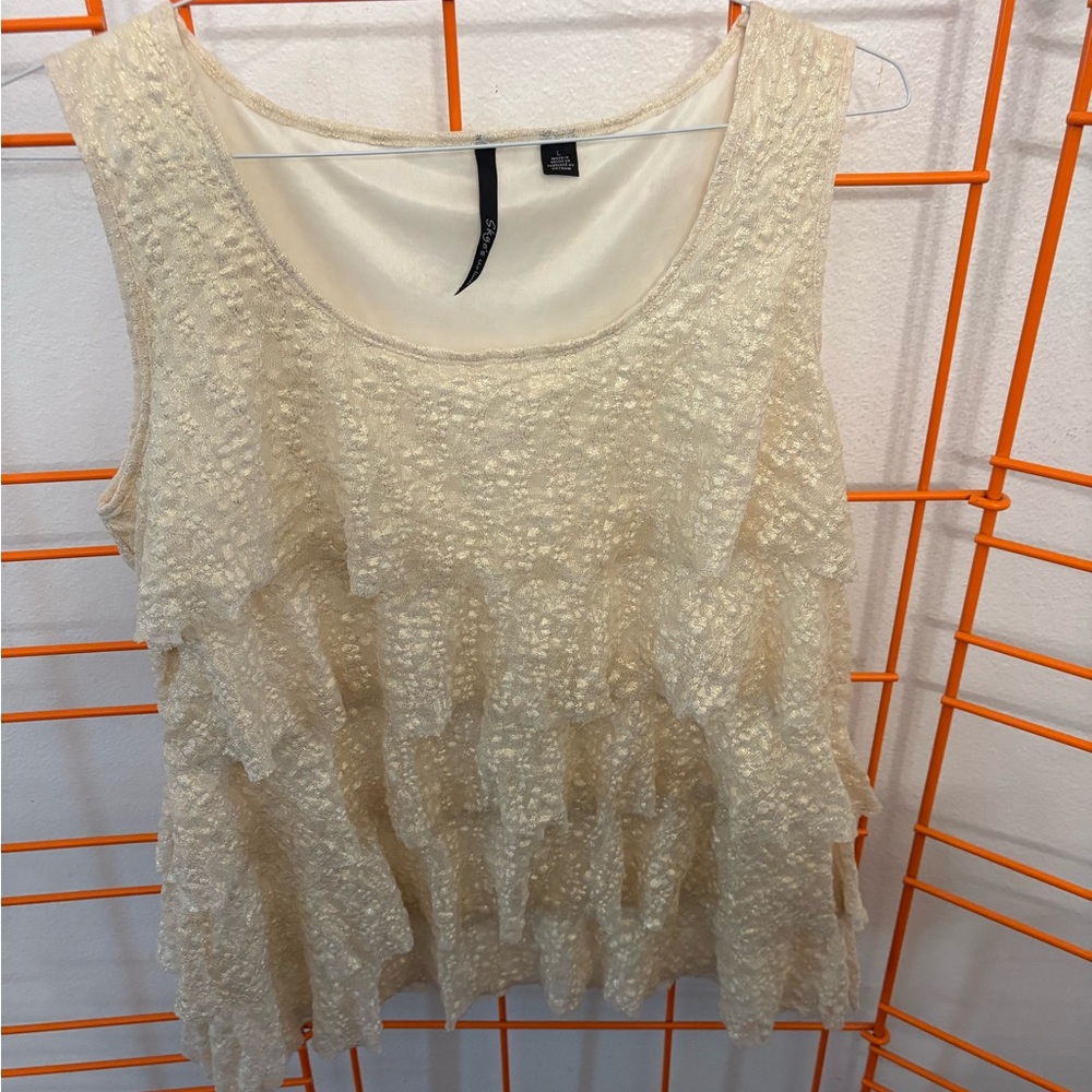 NWOT Skyes the Limit Ruffle Tank Size Large